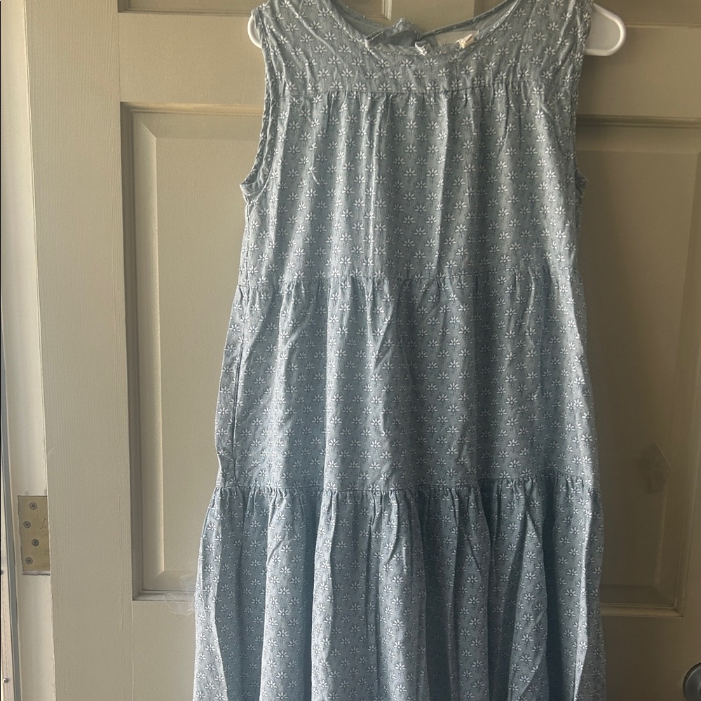 Light Blue Floral Tiered High-Low Dress